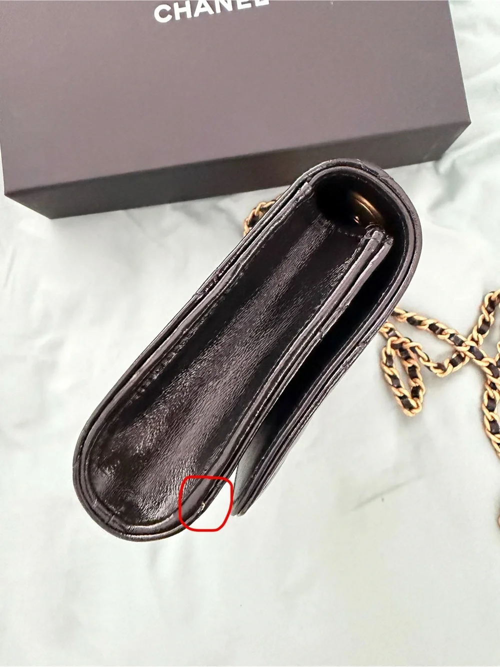 CHANEL Black Quilted Patent Leather Mini Flap with Gold Hardware